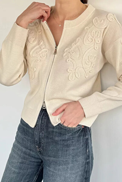 TOZLU Women's Zippered Knitwear Cardigan (Available in S-M-L)