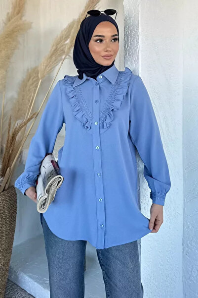 TOZLU Guipure Detailed Ruffled Hijab Tunic