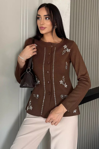 TOZLU Stoned Knitwear Cardigan