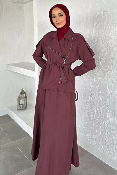 TOZLU Gülseli Elastic Waist Skirt Jacket Hijab Double Set