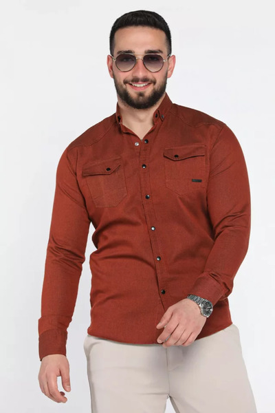 TOZLU Men's Snap Button Shirt