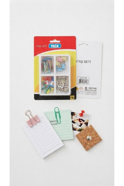 C&On Design Colorful Paper Clip Set, Paper Clips with Clamps, Map Tacks and Pushpins Office Stationery Set