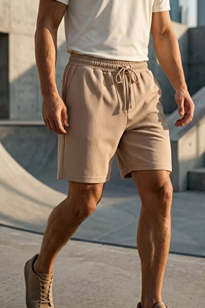 TOZLU Men's Shorts with Elastic Waist and Laces