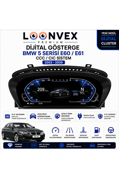 LOONVEX Premium BMW 5 Serisi E60/E61 2003-2009 CCC/CIC 12.3” Dijital Gösterge...