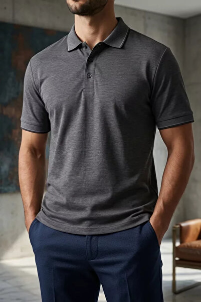 TOZLU Polo Collar Half Buttoned Men's T-Shirt