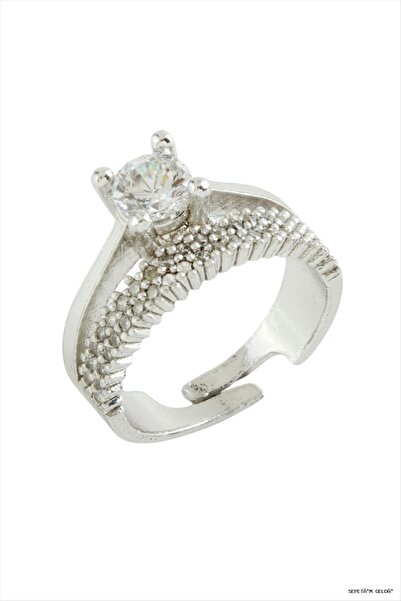 ZERO LAND Spt-Gld Zircon Stone Metal Ring (183100) Silver Color