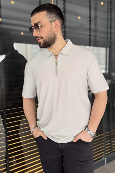 TOZLU Tricou cu guler polo și jumătate de fermoar pentru bărbați