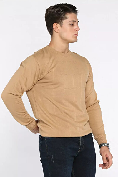 TOZLU Men's Crew Neck Patterned Knitwear Sweater