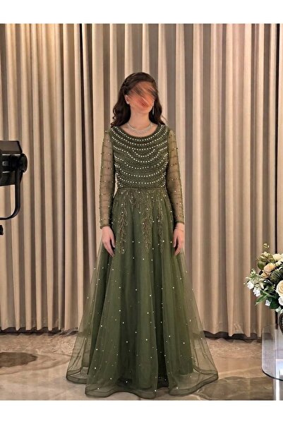 MNCENTER Olive Evening Dress Crystal
