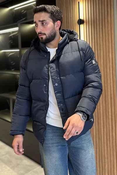 TOZLU Men's Hooded Plush Coat