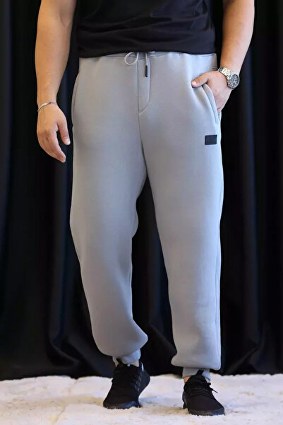 TOZLU Elastic Waist Three-Threaded Ribbed Men's Sweatpants