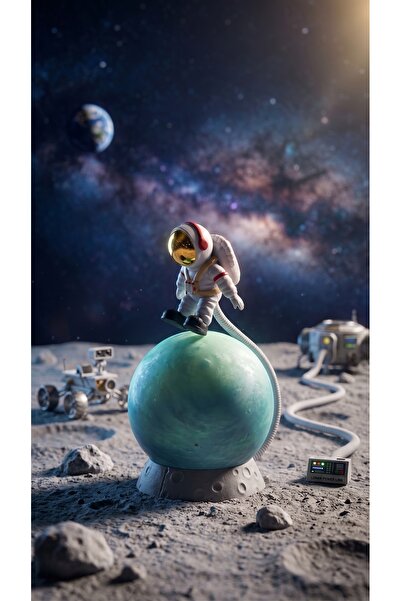 VizyonumVar Concept 3D Dokunmatik Renk Değiştiren Ay Üzerinde Astronot LED Ge...