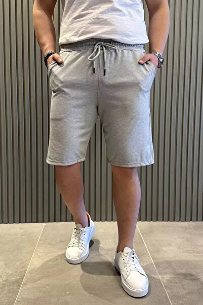 TOZLU Men's Waist-Tie Self-Patterned Pocketed Shorts