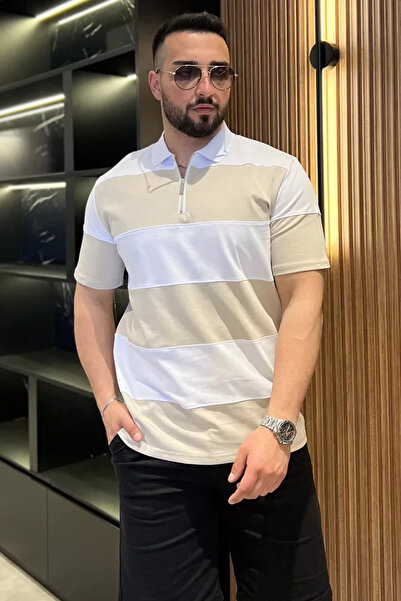 TOZLU Polo Collar Half Zipper Men's T-Shirt