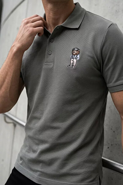 TOZLU Men's Polo Neck Embroidered T-Shirt