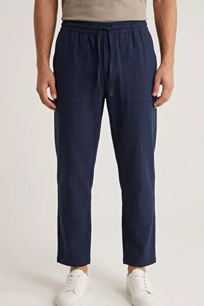 TOZLU Men's Elastic Waist Lace-Up Trousers