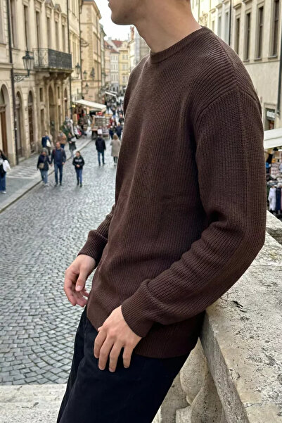 TOZLU Pulover pentru bărbați cu model în dungi, cu guler rotund