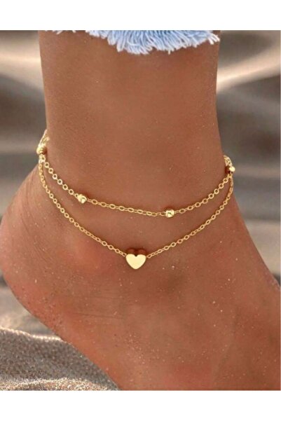 Mega Bazaar Double Row Anklet with Heart Detail