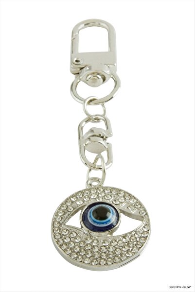 ZERO LAND Spt-Gld Evil Eye Stone Keychain (183302) Silver Color