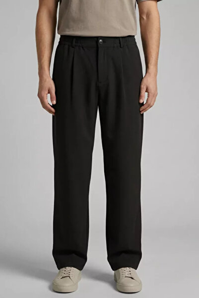 TOZLU Men's Baggy Fabric Trousers with Elastic Waist