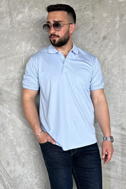 TOZLU Half Button Polo Collar Pocket Men's T-Shirt
