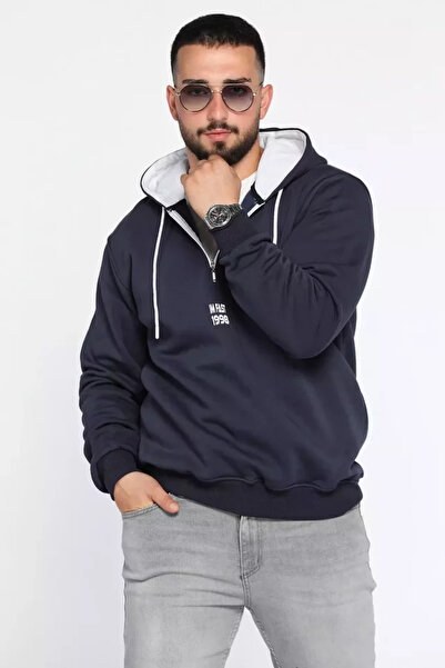 TOZLU Ανδρικό φούτερ με κουκούλα, μισό φερμουάρ, στριφτό, στενή εφαρμογή, τρι...