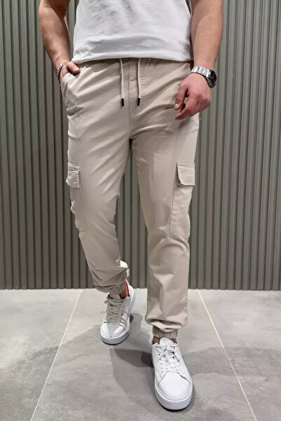 TOZLU Men's Cargo Pocket Pants with Elastic Waist and Cuffs
