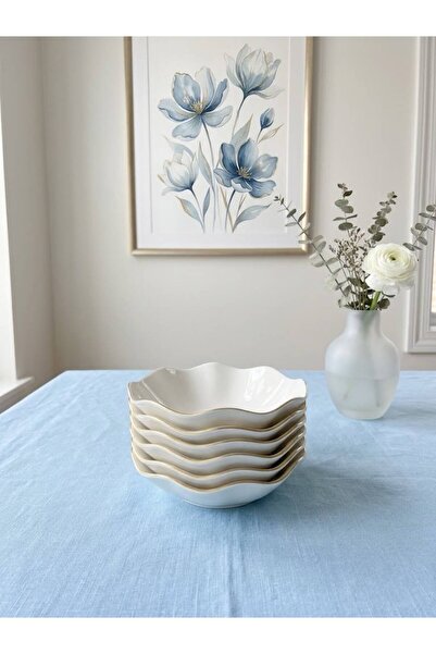 Güral Porselen Nesrin Gold Mesh 6 Pieces 15 cm Soup Bowl