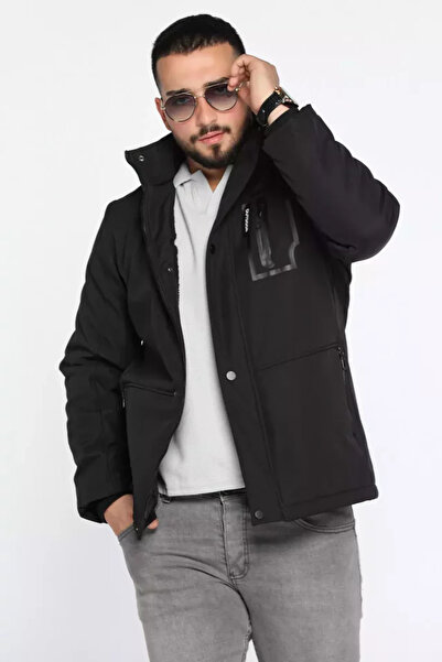TOZLU Men's Hooded Plush Softshell Coat