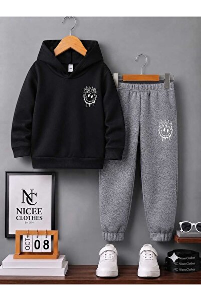 Leto Lykia SET DE TRENING UNISEX (IMPRIMEU DE IARNĂ CU EMOJI FAȚĂ ZÂMBĂTOARE)