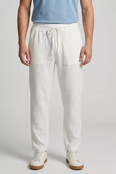 TOZLU Men's Elastic Waist Lace-Up Trousers