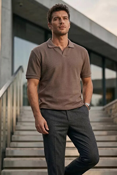 TOZLU Tricou pentru bărbați cu guler polo și model cu dungi