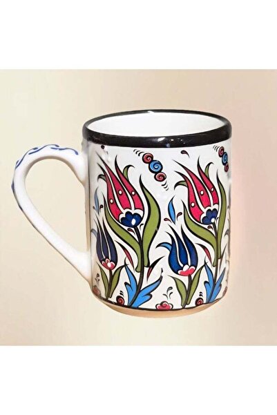 Generic Brand Ceramic Mug with Colorful Tulip Pattern