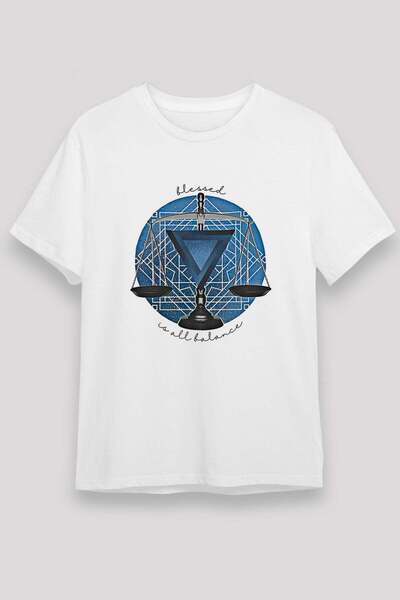 Darkhane Libra Zodiac Sign and Blessed Is All Balance Text Printed T-Shirt