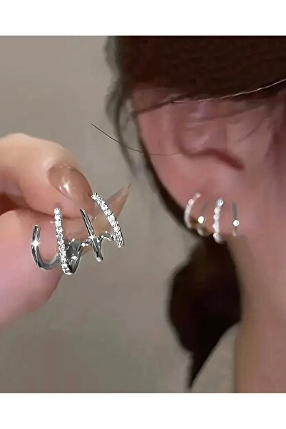 Mega Bazaar E Model Earrings with Crystal Stone Detail