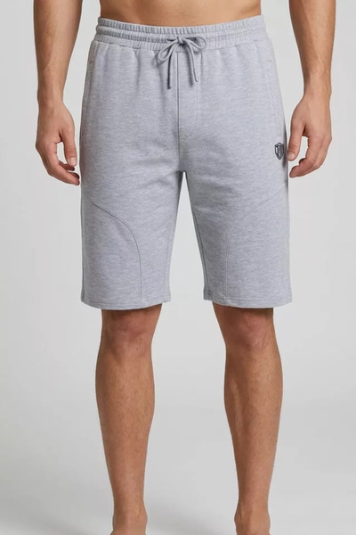 TOZLU Men's Shorts with Elastic Waist and Emblem Detail