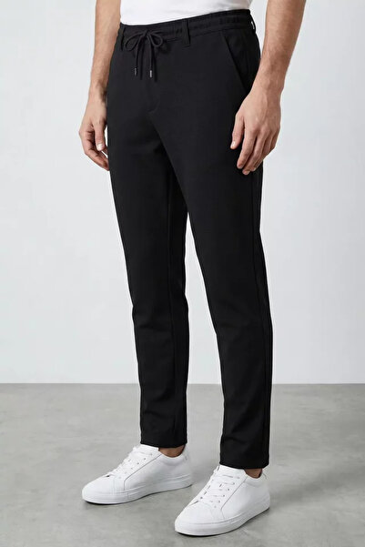 TOZLU Men's Self-Patterned Trousers with Waist Tie