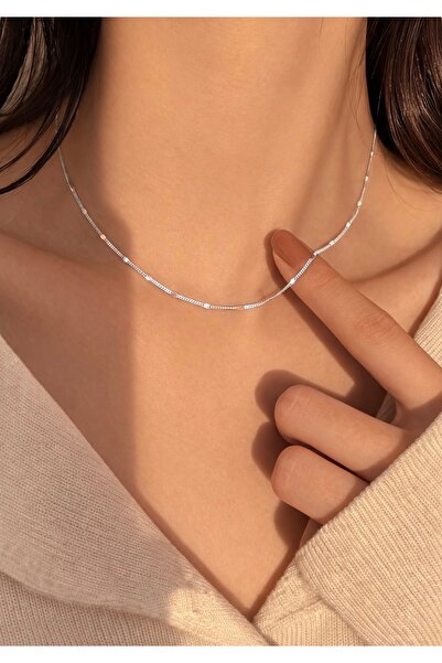 Mega Bazaar Thin Chain Necklace with Sequin Detail