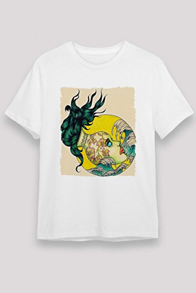 Darkhane Mermaid Waves and Flowers Printed T-Shirt