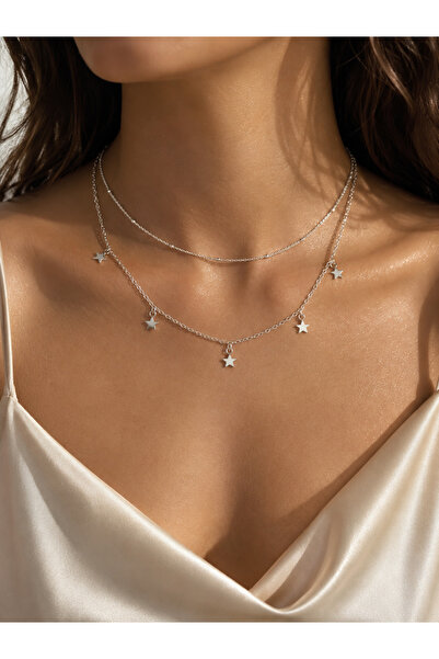 Mega Bazaar Double Row Star Figured Necklace