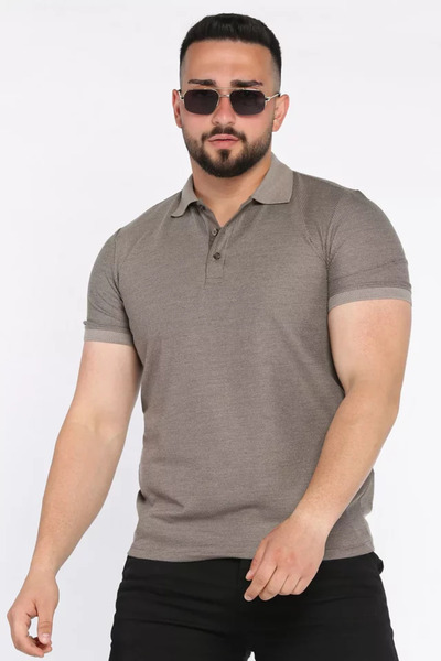 TOZLU Men's Polo Collar Half Button T-Shirt