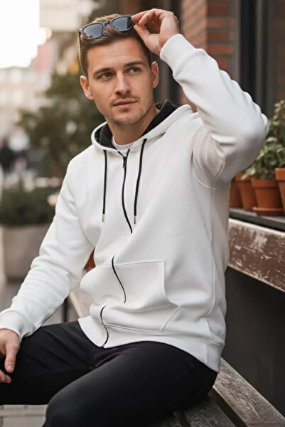 TOZLU Gülseli Men's Hooded Three-Thread Raster Sweatshirt