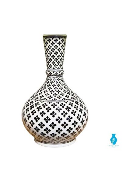 Generic Brand 30 cm Handcrafted Decorative Vase, Black and White Pattern