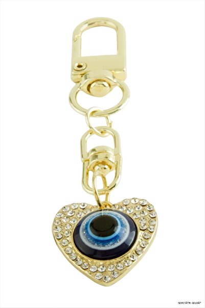 ZERO LAND Spt-Gld Heart Evil Eye Stone (183155) Keychain Yellow