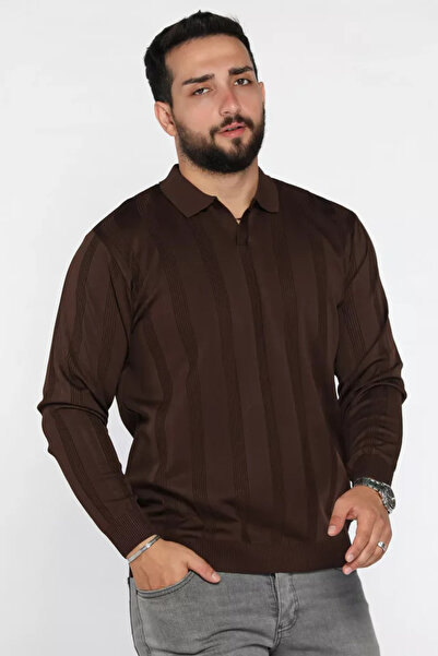 TOZLU Pulover tricotat pentru bărbați cu model și guler polo