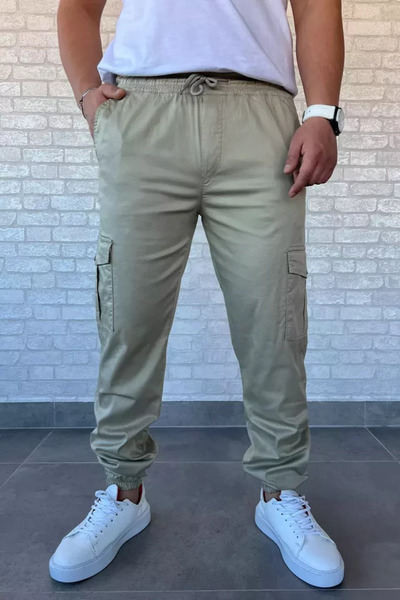 TOZLU Pantaloni bărbați cu buzunar cargo și talie și picioare elastice