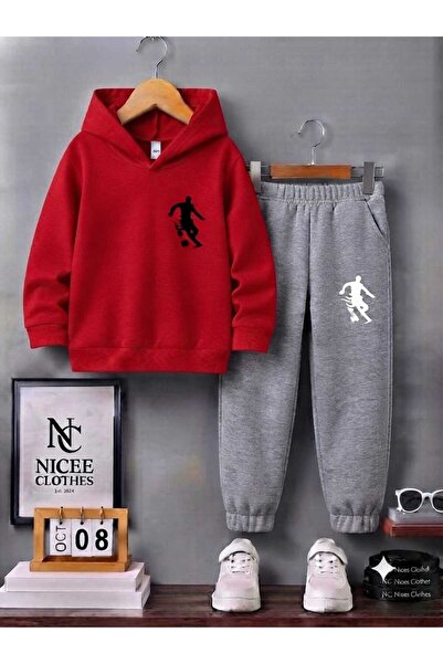 NC Nicee Clothes Παιδικό Σετ Φόρμας Unisex (Μαύρο με στάμπα φωτιάς στα αριστε...