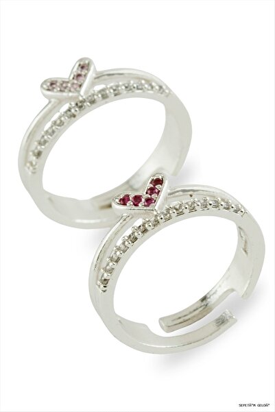 ZERO LAND Spt-Gld Heart Zircon Stone Metal Ring (191208) Silver Color