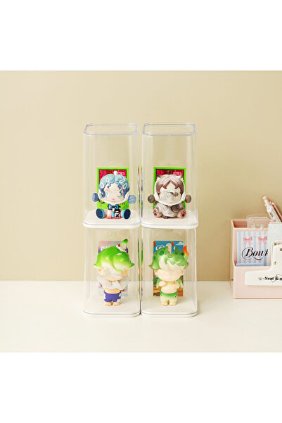 choice2 WHITE 1 set of 4 transparent plastic stackable display cases for coll...