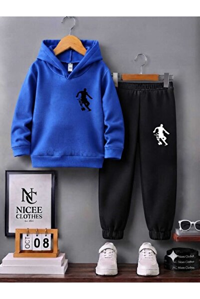 NC Nicee Clothes Παιδικό Σετ Φόρμας Unisex (Μαύρο με στάμπα φωτιάς στα αριστε...